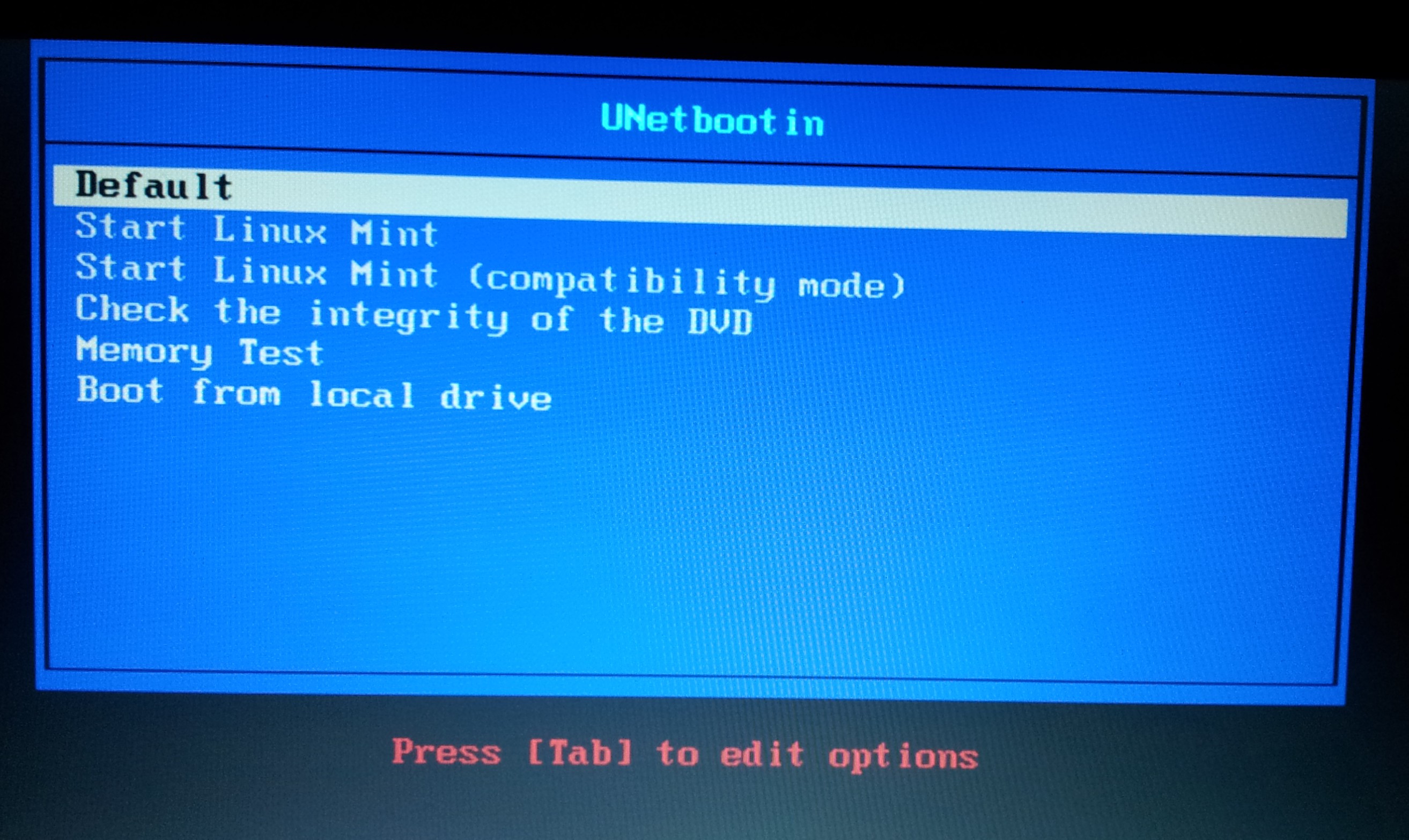 Grub boot menu with UnetBootin Grub menu