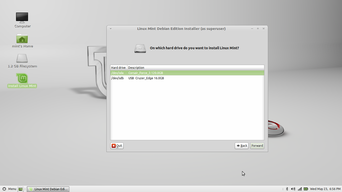 Choose the HD for installation HD selection