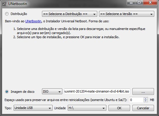 Preparing the pendrive for installation. Unetbootin