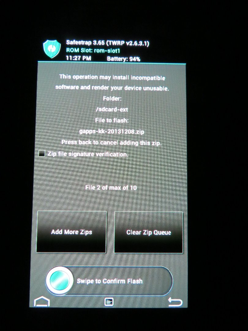 Swipe to confirm the installation (SafeStrap)