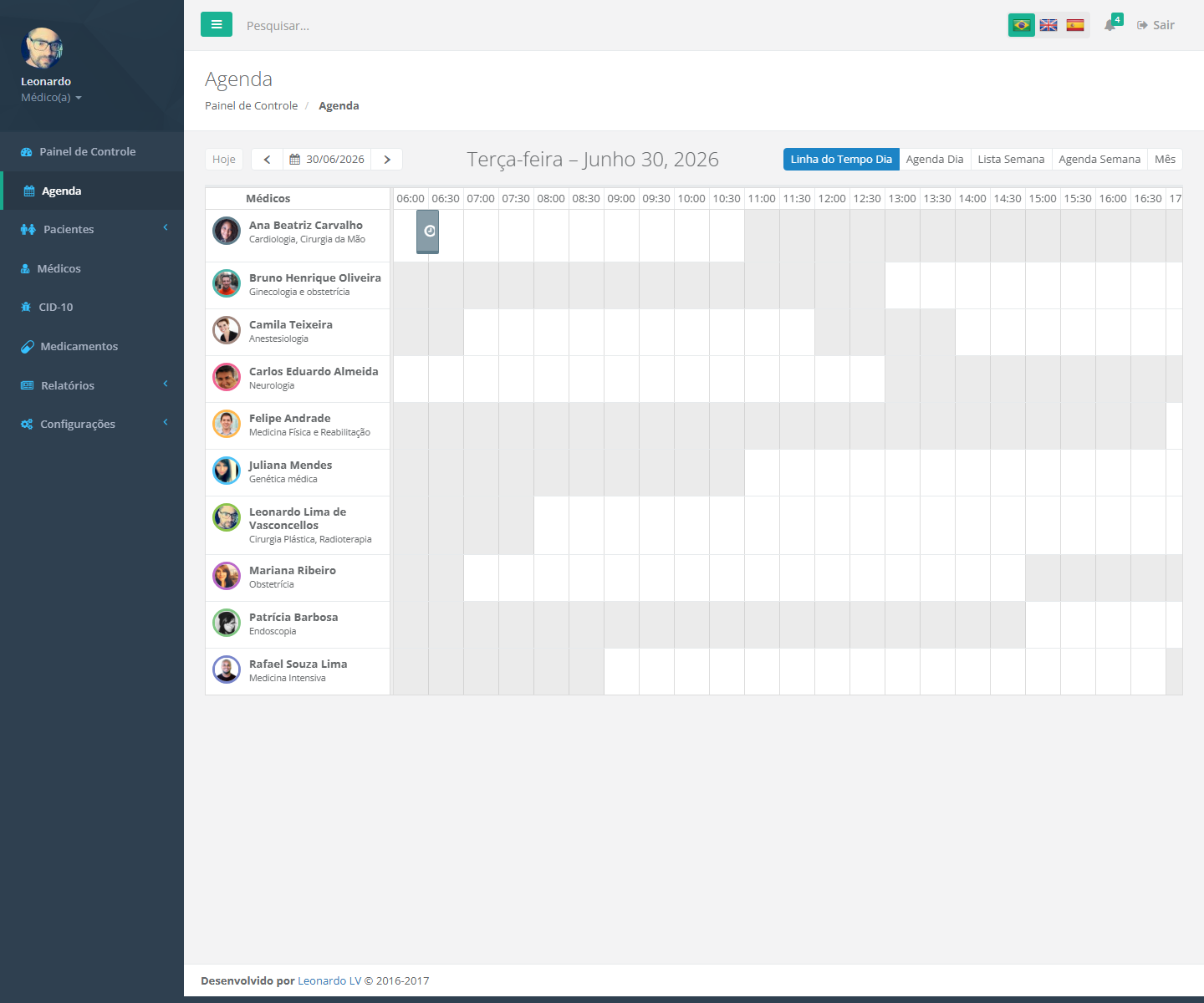 Appointment calendar scheduler with a multi-doctor resource view
