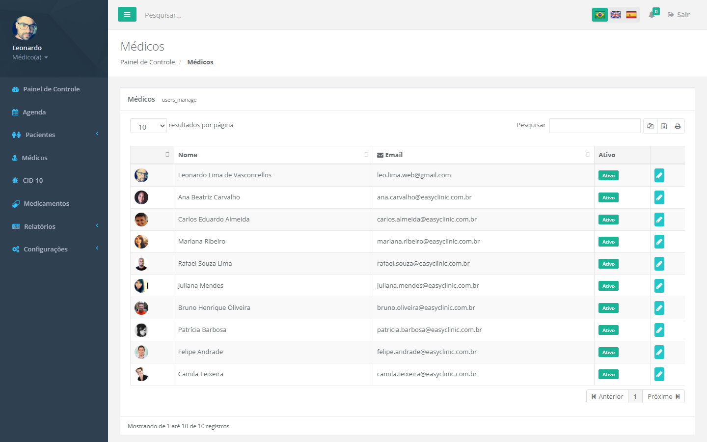 Doctors management in the free PWA edition