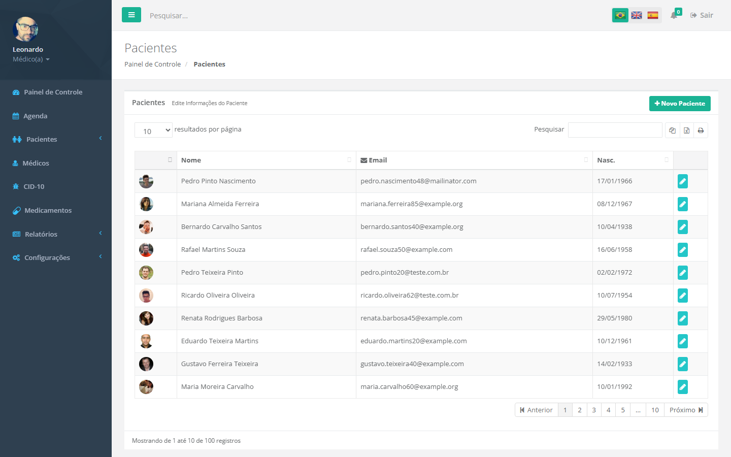 Patient list in the free browser-only PWA edition