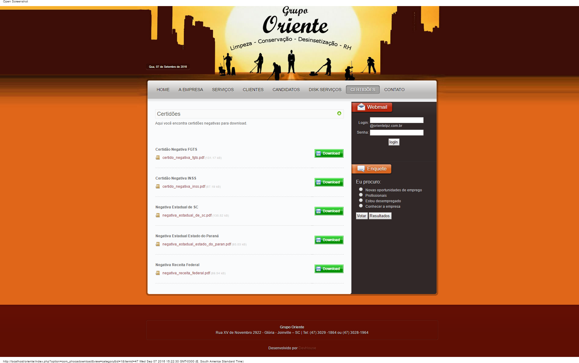 Oriente Limpeza, Conservação e Dedetização — screenshot 3
